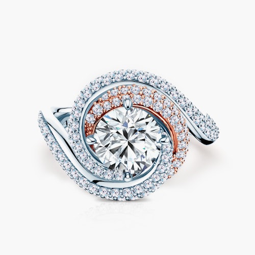 Pierścionek Savicki: dwukolorowe złoto, diamenty